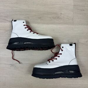 Free People Coolway Hiker Platform Boots Womens 9 White Patent Leather Combat